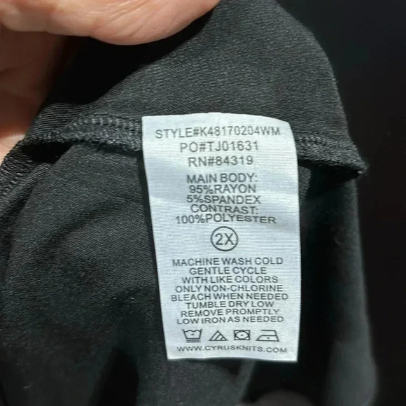Cyrus long sleeve round neck stretch black/zebra print top – 2X - Picture 9 of 12